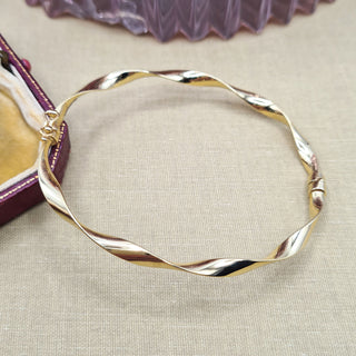 9ct yellow gold twisted bangle for women