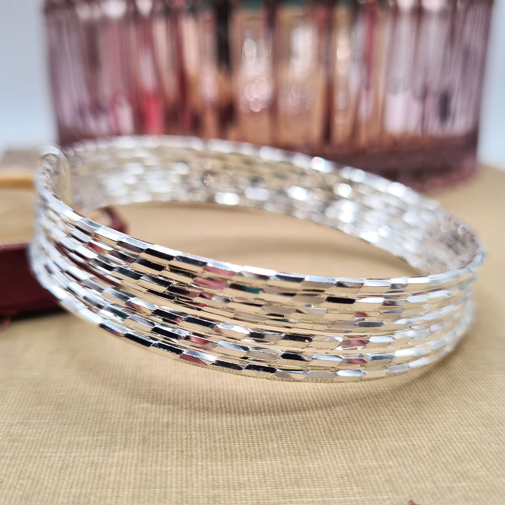 Women's 7 Bangle Stack in Sterling Silver | Hallmarked