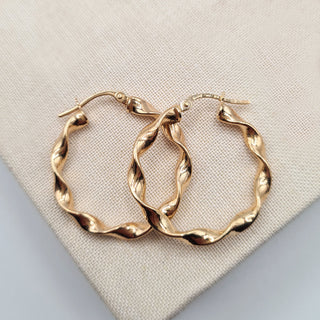 9ct yellow gold twist hoop earrings