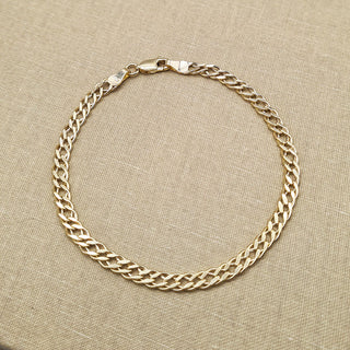 9ct yellow gold ladies double curb bracelet