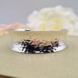 silver bangle for women with hammered finish