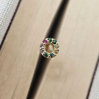 9ct gold helix earrings with colourful cz gemstones