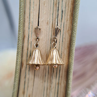 9ct yellow gold bell drop earrings