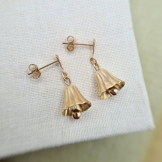 real gold bell earrings