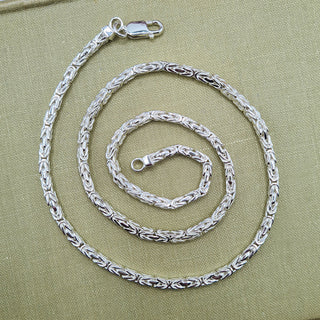 silver square byzantine chain in 17 18 20 22 inch lengths