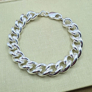 Heavy 1.2cm Rounded Curb Chain Bracelet, 8.5 inch (76 grams)