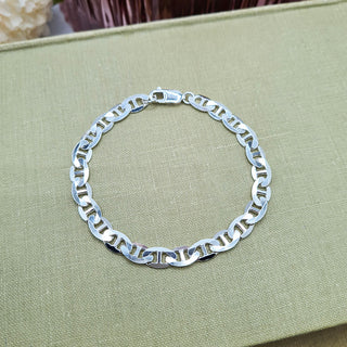 another view of women's anchor chain bracelet in 925 silver