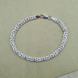 women's sterling silver byzantine chain  bracelet