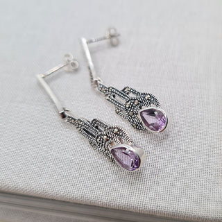 sterling silver dangle earrings in the deco style