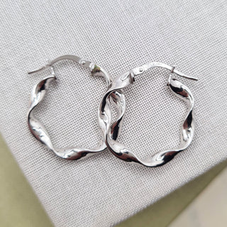 silver twisted hoop earrings