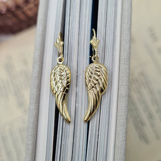 9ct gold wing dangle earrings