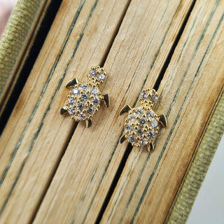 dainty gold turtle stud earrings