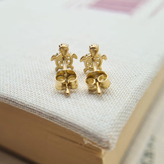 underside of turtle studs in 9K gold