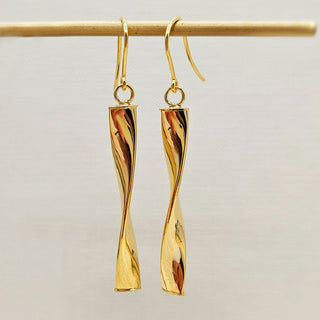 9ct gold twist drop earrings