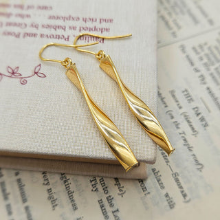 solid gold twisted drop earrings