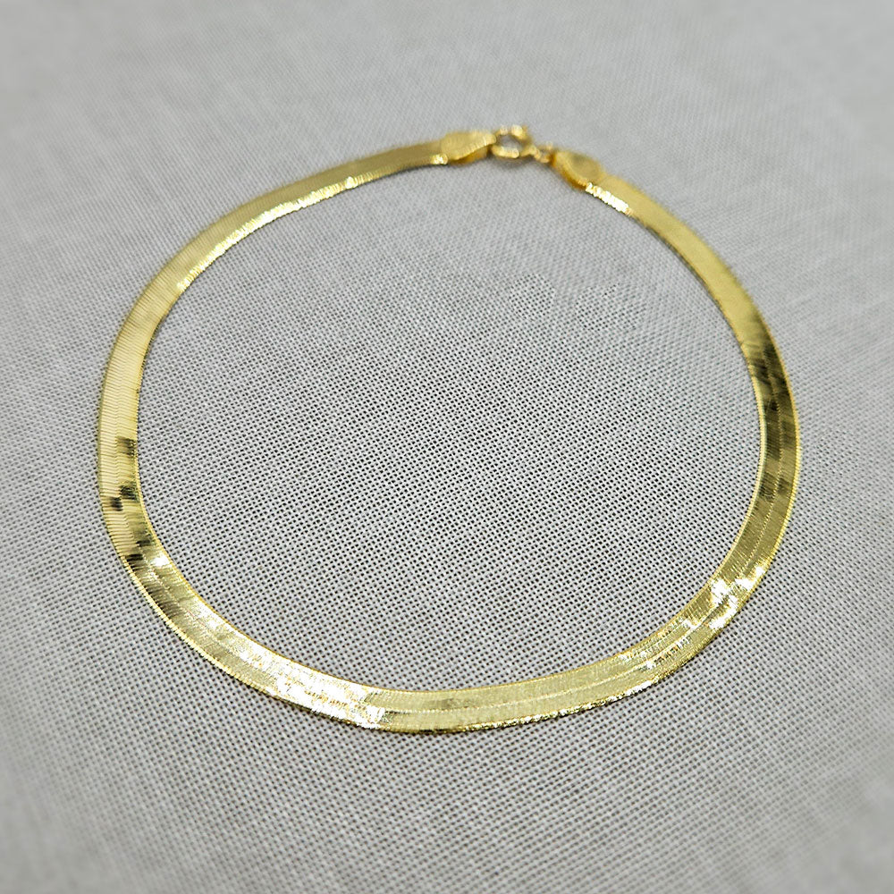 Women's 9ct Gold Flat Herringbone Snake Chain Bracelet UK