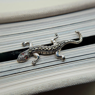 sterling silver and marcasite lizard brooch