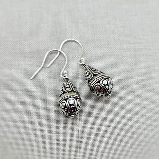 detailed balinese earrings in sterling silver