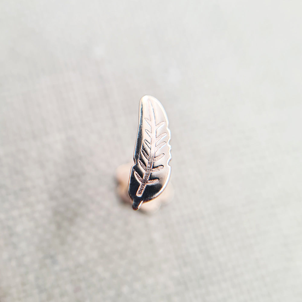 dainty feather cartilage earring in solid gold