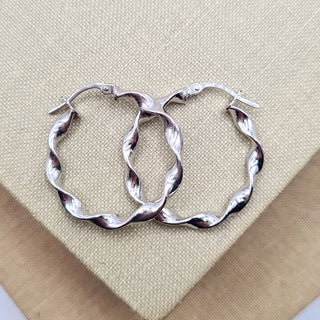 white gold twisted hoop earrings