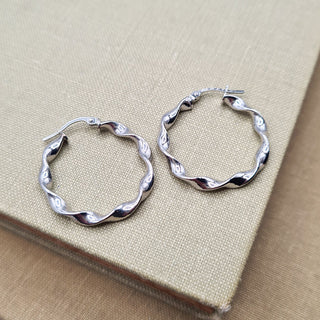 twist hoops in 9K white gold