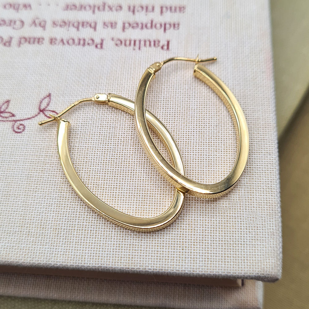 oval hoop earrings in 9ct yellow gold