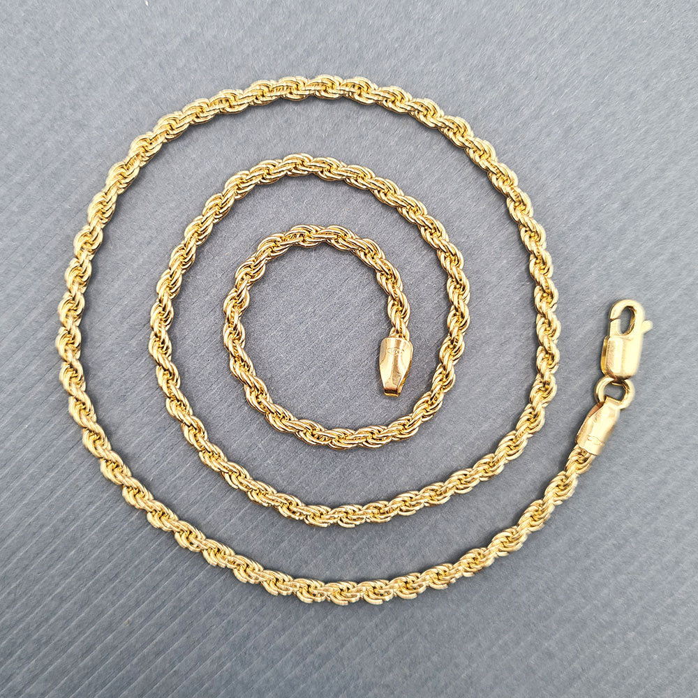 rope chain necklace made in solid 9ct yellow gold