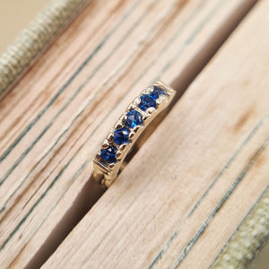 blue sapphire huggie helix hoop earring