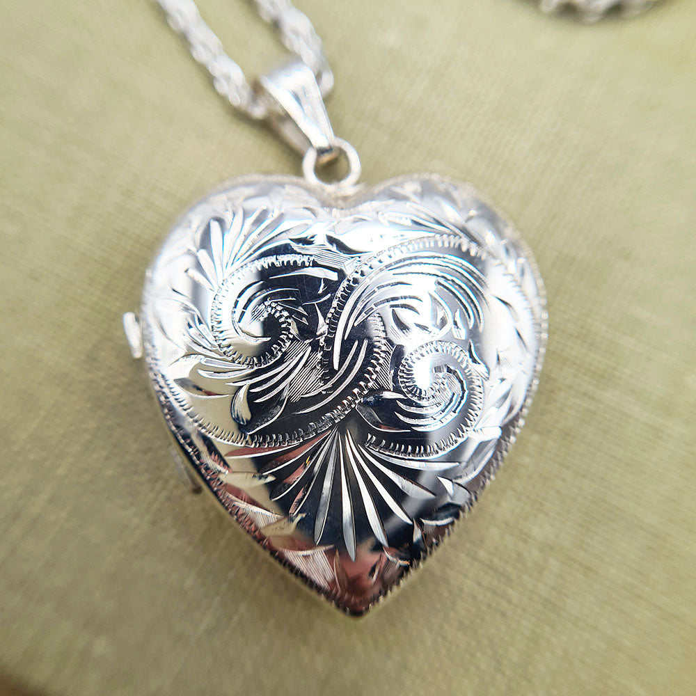 Large Four Photo Family Heart Locket Necklace