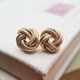 solid gold knot stud earrings