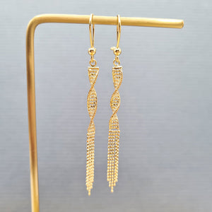 real gold chain tassel drop earrings