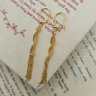 real gold chain tassel drop earrings