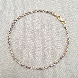 two tone gold rope chain bracelet