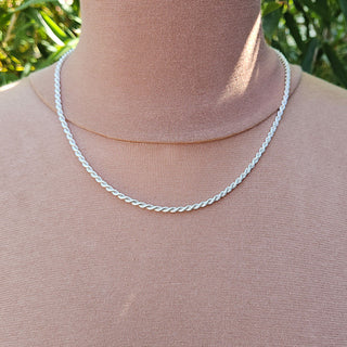 solid sterling silver 3mm rope chain necklace