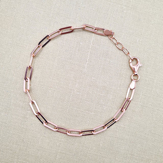 ladies rose gold paperclip bracelet