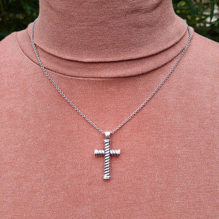 silver cross and chain