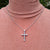 sterling silver ribbed cross necklace