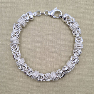 solid sterling silver byzantine chain bracelet