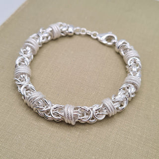 925 silver byzantine chain bracelet, 8.5 inch