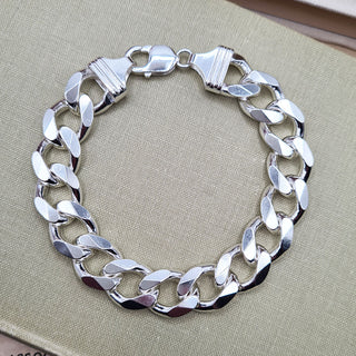 men's very heavy silver curb bracelet