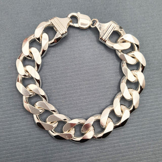 very heavy sterling silver curb bracelet for men