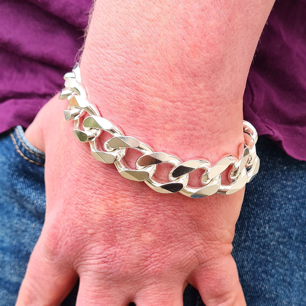 very heavy sterling silver curb bracelet for men