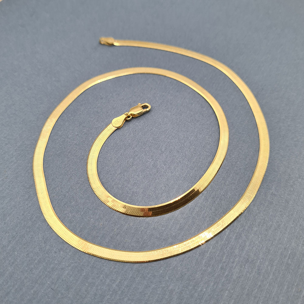 gold plated herringbone snake chain