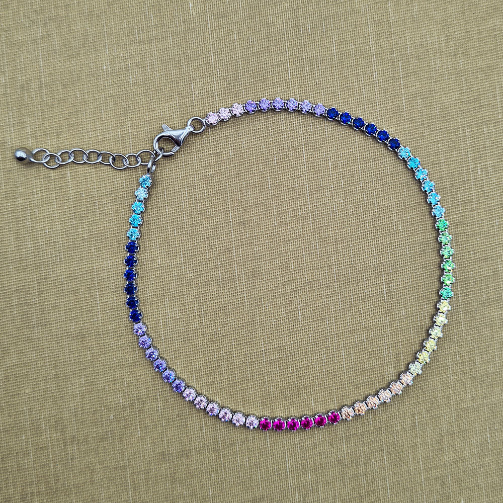 rainbow tennis bracelet in sterling silver