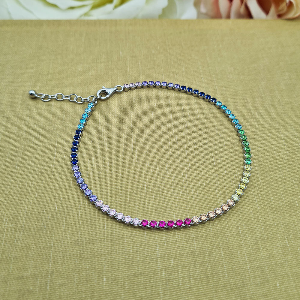 gemstone tennis bracelet with a rainbow of colours