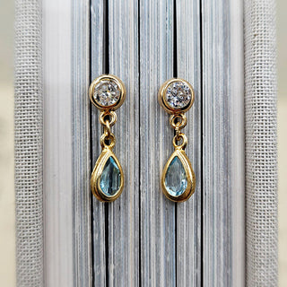 topaz dangle earrings in gold