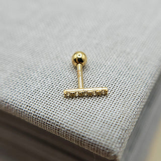 yellow gold helix bar earring