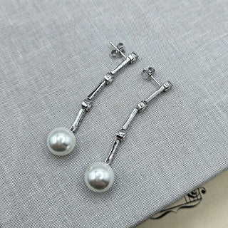 rhodium plated silver bridal earrings