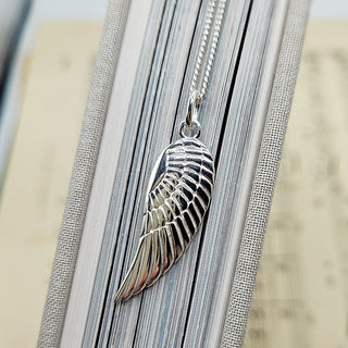 solid sterling silver angel wing necklace