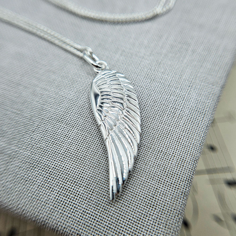 Antiqued Angel Wing Pendant Necklace in Sterling Silver - Free Shipping Antiqued Angel Wing Pendant Necklace in Sterling Silver - Free Shipping